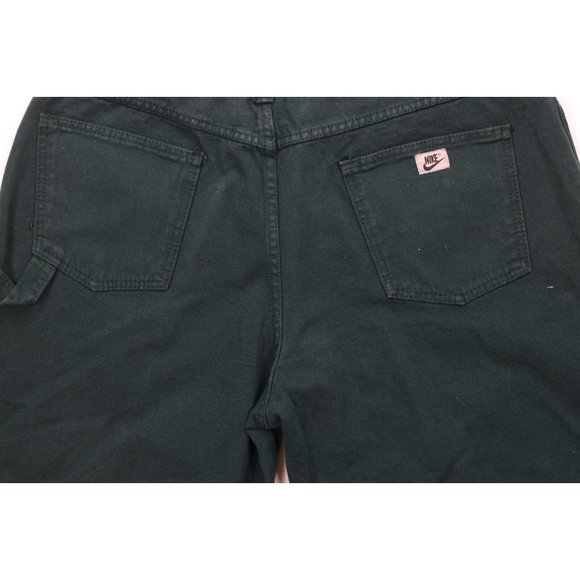 Vintage 90s Nike Mens 34 Faded Spell Out Baggy Denim Jean Shorts Green Jorts USA - Picture 10 of 11